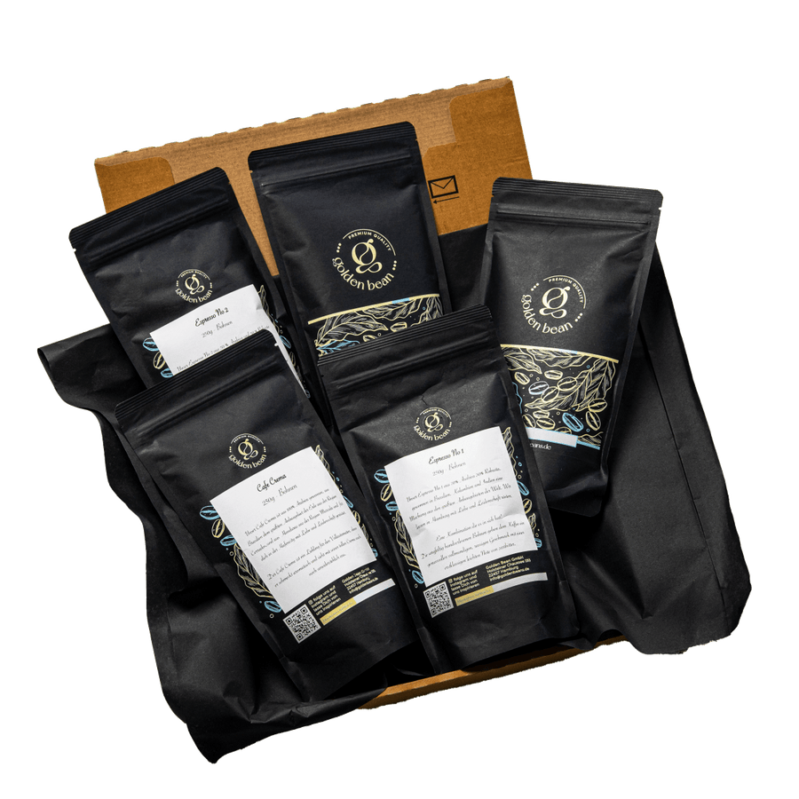 Golden Bean 3x1kg Espresso Entdeckerpaket + Gratis Mikrofasertuch: Mehr Geschmack, mehr Genuss