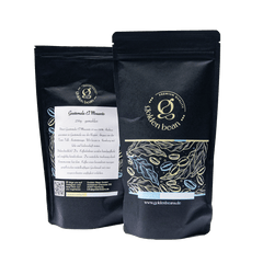 Golden Beans Guatemala Filterkaffee Packung, Detailansicht des Golden Beans Guatemala Filterkaffees, Geröstete Kaffeebohnen aus Guatemala